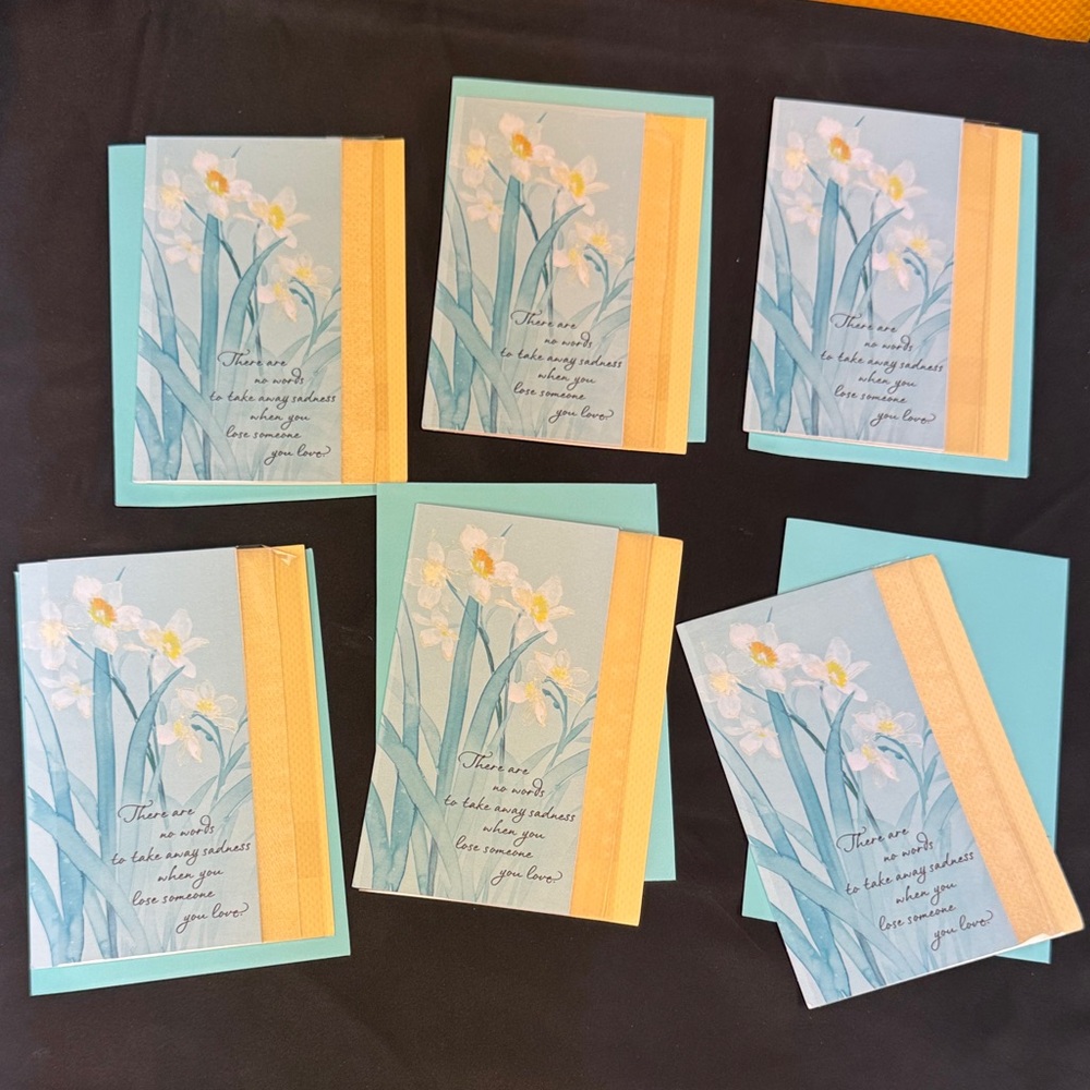 Hallmark Blue and Yellow Sympathy Cards There are no words 6 cards and envelopes
